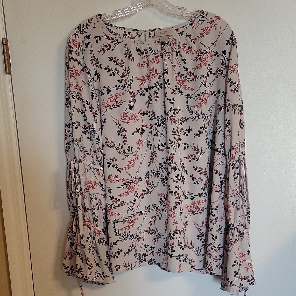 LOFT Floral Blouse in Black and Pink